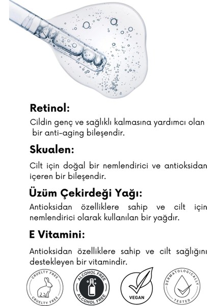 Yaşlanma Karşıtı, Canlandırıcı Retinol Serum