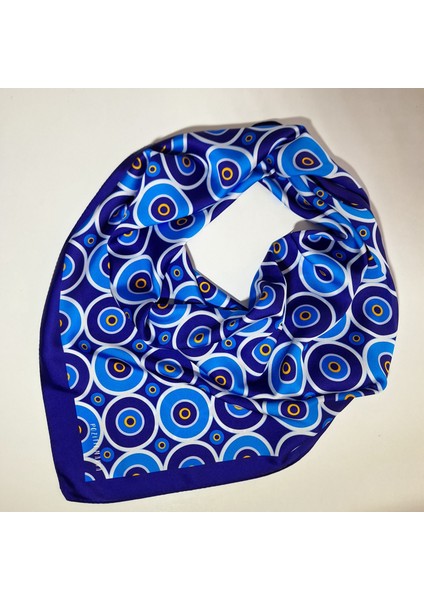 Mavi Fular Bandana Hediyelik Nazar Boncuğu Desenli