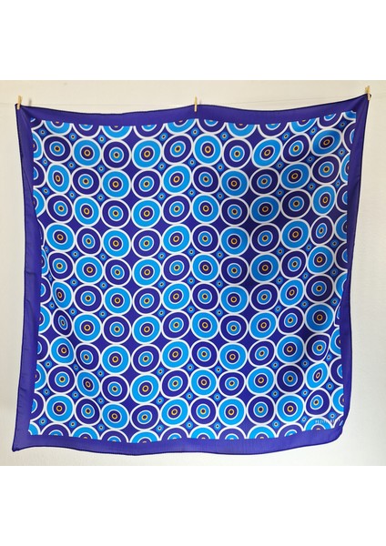 Mavi Fular Bandana Hediyelik Nazar Boncuğu Desenli