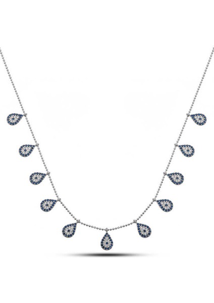 Gümüş Damla Nazarlı Şans Kadın Kolye