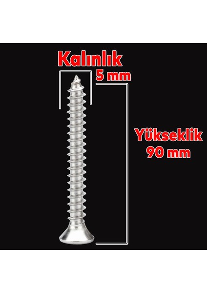 Sunta Vidası 5X90 Paket 100 Adet Sivri Uçlu Ahşap Tahta Ağaç Mobilya Ayak Kulp Vidası