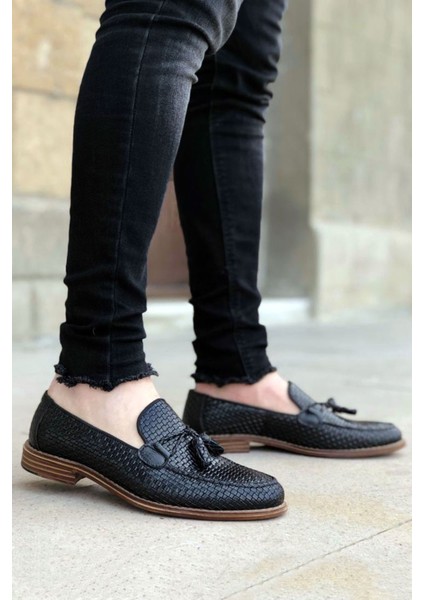 Desenli Deri Püsküllü Erkek Klasik Ayakkabı modelleri