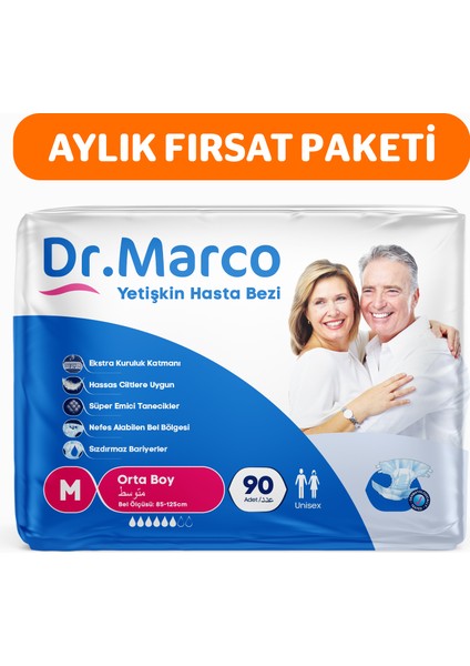 Dr Marco Dr.marco Yetişkin Bel Bantlı Hasta Bezi Medium 90 Adet