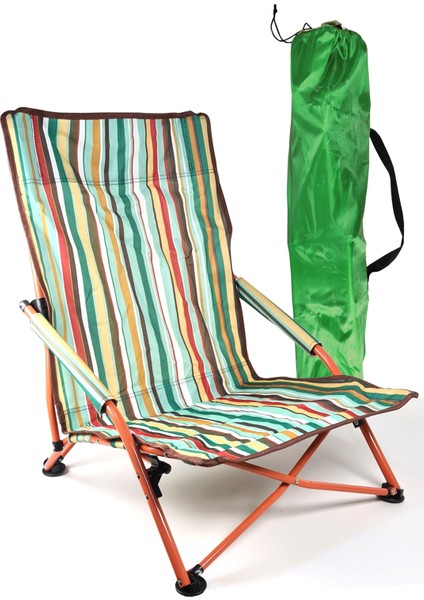 Tekno Trust Tekli Çantalı Plaj Sandalyesi Katlanır Kamp Sandalyesi Yere Yakın Sandalye 68CM HA033 Katlanabilir