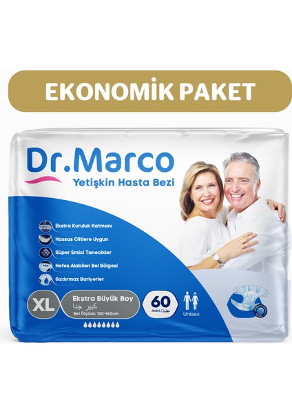 Dr.marco Yetişkin Bel Bantlı Hasta Bezi Ekstra Large 60 Adet