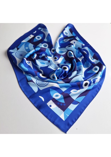 Hediyelik Mavi Fular Bandana Modern Göz Desenli fiyatları