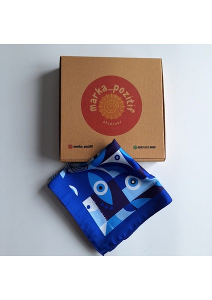 Hediyelik Mavi Fular Bandana Modern Göz Desenli indirimleri
