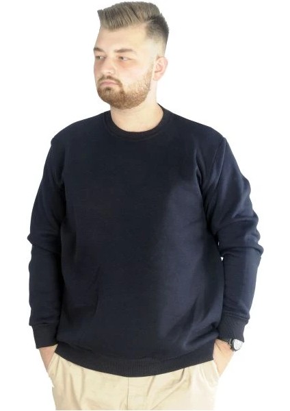 Erkek Sweatshirt Bisiklet Yaka Basic 20131 Lacivert