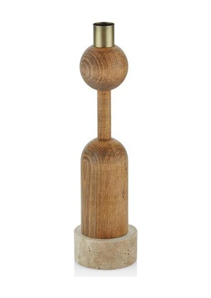 Traverten Kaideli Ahşap Toplu Mumluk 6X26CM