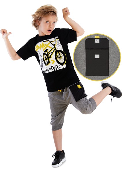 Bisiklet Erkek Çocuk T-Shirt Kapri Şort Takım