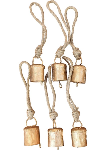 6 Adet Vintage Asılı Çanlar, Noel Veya Herhangi Bir Kutlama Için Halat ile Metal El Yapımı Inek Çanları Dekorasyon (Yurt Dışından)