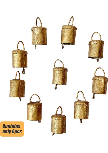 6 Adet Vintage Asılı Çanlar, Noel Veya Herhangi Bir Kutlama Için Halat ile Metal El Yapımı Inek Çanları Dekorasyon (Yurt Dışından) indirimleri