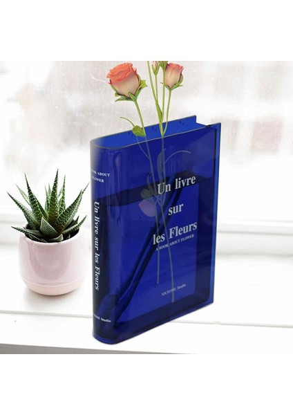 Xin Yue Zhang Kitap Vazo Akrilik Vazo Ins Çiçek Ev Dekorasyon Avrupa Modern Topraksız Masaüstü Süs Hediye, Mavi Beyaz (Yurt Dışından) fiyatları