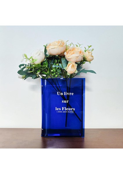 Xin Yue Zhang Kitap Vazo Akrilik Vazo Ins Çiçek Ev Dekorasyon Avrupa Modern Topraksız Masaüstü Süs Hediye, Mavi Beyaz (Yurt Dışından) fırsatları