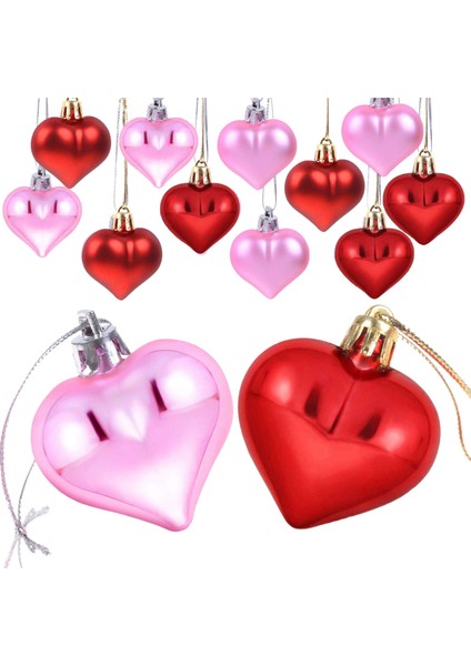 Xin Yue Zhang 36 Parça Kalp Süsleri Kalp Şekilli Gün Süslemeleri Ağaç Süsleri Yeni Yıl Tatil Evi Partisi Dekoru Için Mat Kalp Dekor Süsler, 2 Tür (Kırmızı, Pembe) (Yurt Dışından)