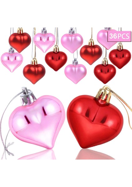 Xin Yue Zhang 36 Parça Kalp Süsleri Kalp Şekilli Gün Süslemeleri Ağaç Süsleri Yeni Yıl Tatil Evi Partisi Dekoru Için Mat Kalp Dekor Süsler, 2 Tür (Kırmızı, Pembe) (Yurt Dışından) fiyatları