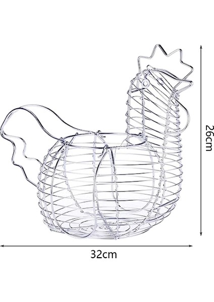 Yumurtalar Için Metal Tel Yumurta Sepetleri, Tavuk Şekilli Yumurtalık, Saplı Rustik Yuvarlak Sepetler Yumurta Toplama (Yurt Dışından)