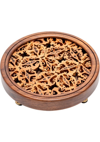 Xin Yue Zhang Yuvarlak Içi Boş Çay Tepsisi Ceviz Pot Tutucu Tabanı Retro Çay Pedi Bardak Tutucu Isı Yalıtım Pedi L (Yurt Dışından)