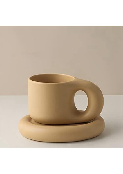 Seramik Kupa Tombul Kahve Kupa Sevimli Çay Bardağı Tabağı ile Yenilik Sevimli Yağ Kolu Bardak Seti Ev Dekor Ofis Için (Yurt Dışından) modelleri