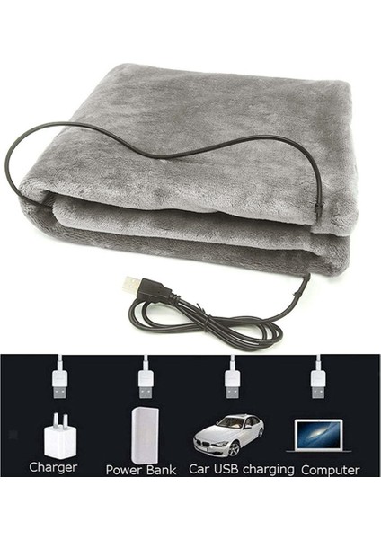 Kış Elektrikli Battaniye USB Isıtmalı Sıcak Ped Şal Isıtma Soğuk Koruma Sıcak Tutmak Isıtmalı Battaniye Açık Ev, Gri (Yurt Dışından) fırsatları