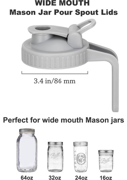 Geniş Ağızlı Mason Kavanozları Için Çıkış Kapağı Için Mason Kavanoz, Hava Geçirmez Mason Kavanoz Sürahi Saplı Kapaklı Kapak (Yurt Dışından)
