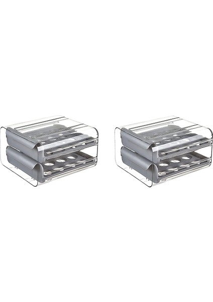 Xin Yue Zhang 2 Adet Yumurta Saklama Kutusu Mutfak Depolama Çift Çekmece Buzdolabı Yumurta Kutusu, Yerden Tasarruf Istiflenebilir Çok Katmanlı (Yurt Dışından)