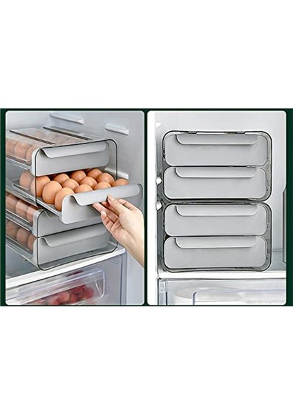 Xin Yue Zhang 2 Adet Yumurta Saklama Kutusu Mutfak Depolama Çift Çekmece Buzdolabı Yumurta Kutusu, Yerden Tasarruf Istiflenebilir Çok Katmanlı (Yurt Dışından) fırsatları