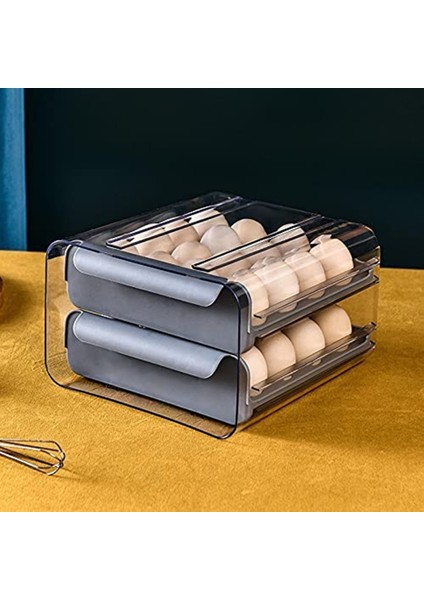 Xin Yue Zhang 2 Adet Yumurta Saklama Kutusu Mutfak Depolama Çift Çekmece Buzdolabı Yumurta Kutusu, Yerden Tasarruf Istiflenebilir Çok Katmanlı (Yurt Dışından) indirimleri