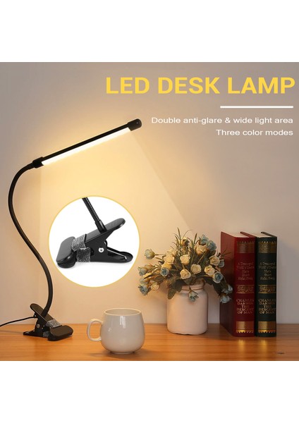 Xin Yue Zhang 8W LED Klipsli Lamba, 3 Modlu Masa Işığı 2m Kablo Dimmer 10 Seviye Kelepçe Masa Lambaları (Yurt Dışından)