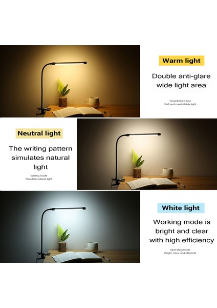 Xin Yue Zhang 8W LED Klipsli Lamba, 3 Modlu Masa Işığı 2m Kablo Dimmer 10 Seviye Kelepçe Masa Lambaları (Yurt Dışından)
