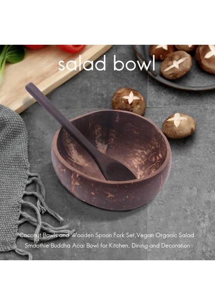 Xin Yue Zhang ve Tahta Kaşık Çatal Seti, Mutfak, Yemek ve Dekorasyon Için Vegan Organik Salata Smoothie Buddha Acai Kase (Yurt Dışından) modelleri