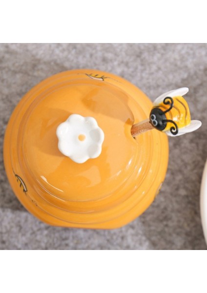 Ξ Ny Ue Zhang Seramik Arı Kovanı Bal Kavanozu ve Ahşap Kepçe Bal Kavanoz Kapaklı Bal Kavanoz Malzemeleri Için Karıştırma Çubuğu Mutfak Aksesuarları (Yurt Dışından) fırsatları