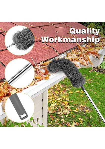 2 Adet Oluk Temizleme Fırçası Çatı Kaplama Aracı Teleskopik Uzatılabilir Kutup 8.2ft Koruma Temizleyici Aracı Kolay Kaldır Bırakın, Gri (Yurt Dışından)