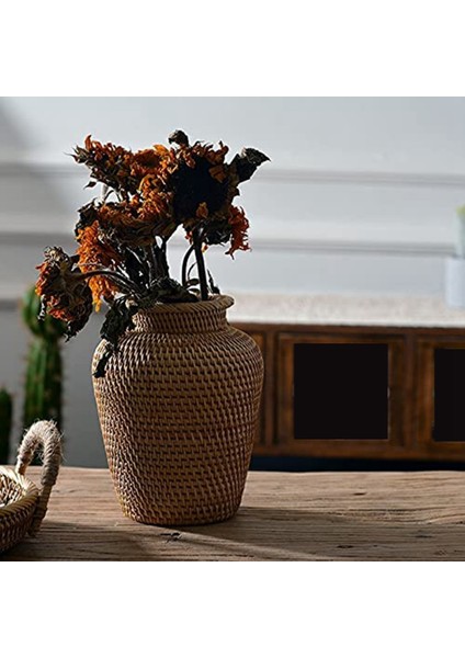 Xin Yue Zhang Rattan Dokuma Vazo Sanat Vazo Moda Masa Üstü Dekorasyon Bitkiler Saksı Ev Dekor Için Hevesli Saksı (Yurt Dışından)