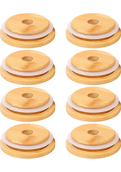 Xin Yue Zhang Yeniden Kullanılabilir Bambu Kavanoz Kapakları Geniş Ağızlı Kavanoz Için Saman Delikli 70MM Bambu Kavanoz Kapakları (Yurt Dışından)