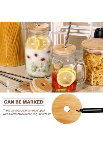 Xin Yue Zhang Yeniden Kullanılabilir Bambu Kavanoz Kapakları Geniş Ağızlı Kavanoz Için Saman Delikli 70MM Bambu Kavanoz Kapakları (Yurt Dışından) fiyatları