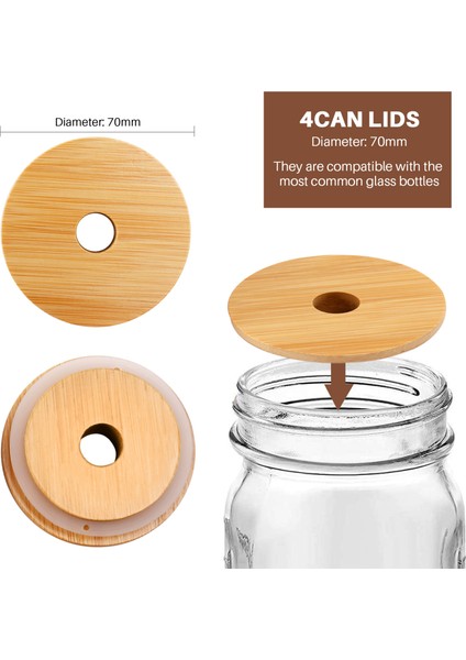 Xin Yue Zhang Yeniden Kullanılabilir Bambu Kavanoz Kapakları Geniş Ağızlı Kavanoz Için Saman Delikli 70MM Bambu Kavanoz Kapakları (Yurt Dışından) indirimleri