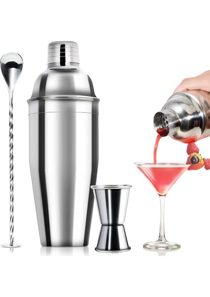 24OZ Profesyonel Içecek Mikser Bar Seti - Profesyonel Alkollü Içecekler Çalkalayıcı ve Ölçer ve Karıştırma Kaşık Seti (Yurt Dışından)