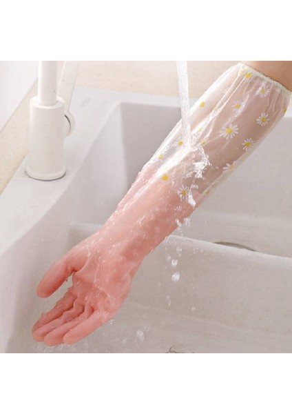 Bulaşık Yıkama Temizleme Eldiveni 3 Çift - Yeniden Kullanılabilir Lastik Eldiven Çamaşır Olmayan Mutfak Bahçe Ev Eldivenleri 50CM (Yurt Dışından)