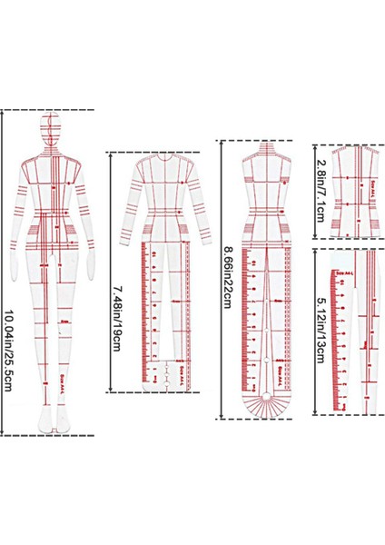 Moda Çizimi Cetvel Kroki Şablonu Dikiş Cetveli Insansı Desen Ölçme Giysileri, B (Yurt Dışından) fiyatları