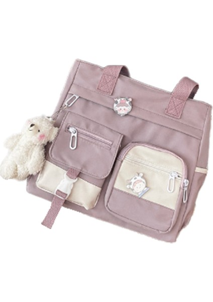 Xin Yue Zhang Su Geçirmez Kanvas Crossbody Çanta Kadın Kızlar Için Rahat Omuz Askılı Çanta Sevimli Öğrenciler Schoolbag Satchels-Mor (Yurt Dışından)