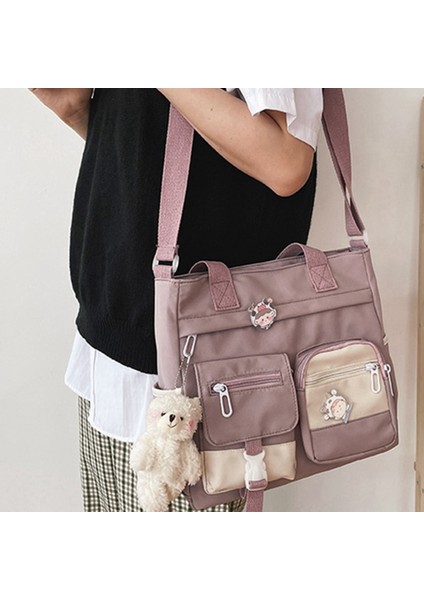Xin Yue Zhang Su Geçirmez Kanvas Crossbody Çanta Kadın Kızlar Için Rahat Omuz Askılı Çanta Sevimli Öğrenciler Schoolbag Satchels-Mor (Yurt Dışından) fiyatları