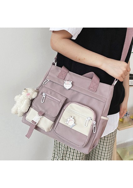 Xin Yue Zhang Su Geçirmez Kanvas Crossbody Çanta Kadın Kızlar Için Rahat Omuz Askılı Çanta Sevimli Öğrenciler Schoolbag Satchels-Mor (Yurt Dışından) indirimleri