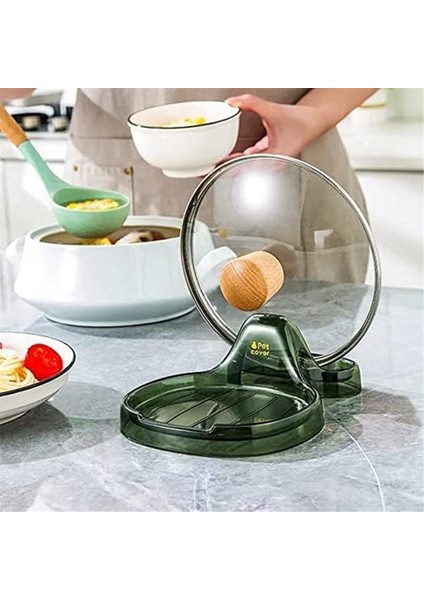 Çok Işlevli Mutfak Spatula Rafı, Çok Yönlü Tencere Kapağı Kepçe Tutucu, Isıya Dayanıklı Pişirme Kaşık Tutucu, Kapak Dayanağı A (Yurt Dışından)