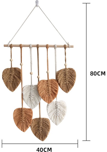 Xin Yue Zhang Yaprak Makrome Duvar Asılı Boho Odası Ev Dekor Dokuma Estetik Duvar Goblen Ev Odası Düğün Dekorasyon Haki (Yurt Dışından)
