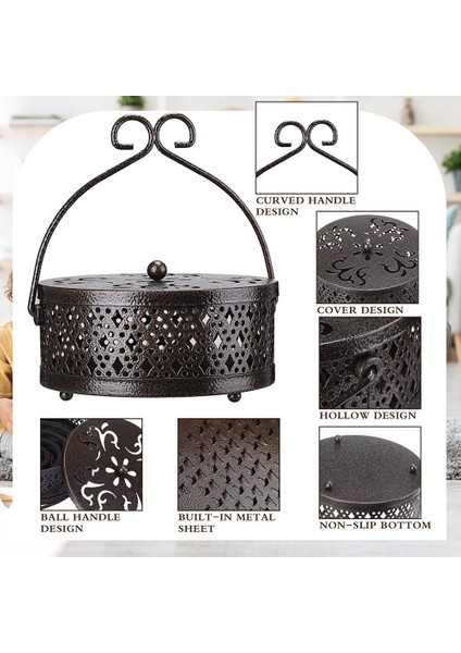 Xin Yue Zhang 4 Adet Tütsü Bobini Tutucu Bronz Retro Taşınabilir Asılı Tütsü Brülör Tutucu Saplı Yuvarlak Tütsü Tutucu, Siyah (Yurt Dışından) modelleri