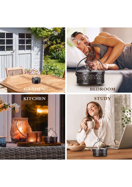 Xin Yue Zhang 4 Adet Tütsü Bobini Tutucu Bronz Retro Taşınabilir Asılı Tütsü Brülör Tutucu Saplı Yuvarlak Tütsü Tutucu, Siyah (Yurt Dışından) indirimleri