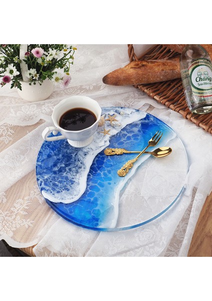 Xin Yue Zhang Diy Reçine Epoksi Kalıp Coaster Tepsi Daire Silikon Kalıp Ev Masa Dekorasyon 12 Inç Placemat Tatlı Teşhir Tepsisi Kalıp (Yurt Dışından) modelleri