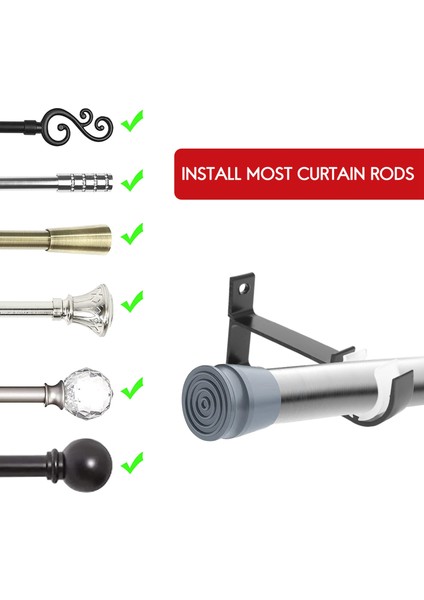 Ξ Ny Ue Zhang Perdelik Çubuk Için 4 Paket Tek Perde Çubuk Braketleri Alüminyum Alaşımlı Ağır Perde Çubuk Tutucular (Siyah) (Yurt Dışından) fırsatları