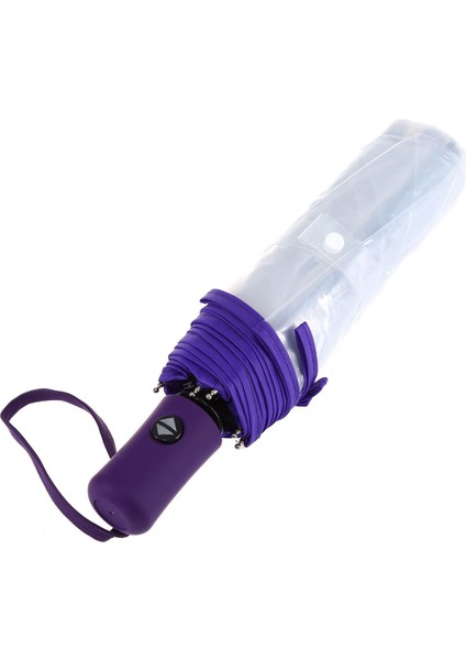 Xin Yue Zhang Şeffaf Şemsiye Otomatik Şemsiye Yağmur Kadın Erkek Otomatik Şemsiye Kompakt Katlanır Rüzgar Geçirmez Tarzı Şeffaf Şemsiye, Şeffaf ve Mor Sınır (Yurt Dışından) fiyatları